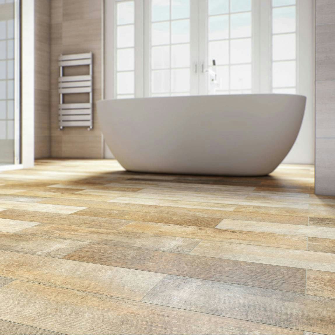 Wood effect floor tiles