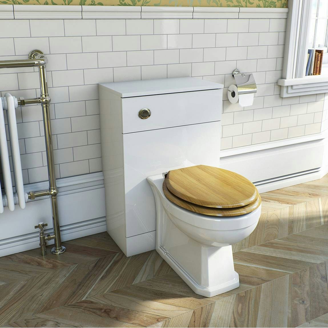 Regency back to wall toilet including luxury solid oak seat & unit