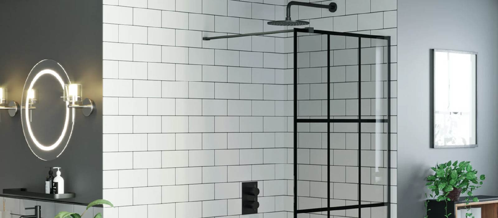 Black Shower Enclosure Walk In Wet Room Frameless Shower Screen 8mm Glass 