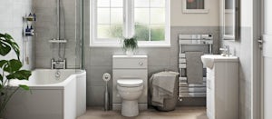 The Bath Co. Camberley back to wall toilet with solid oak soft close seat  and concealed cistern