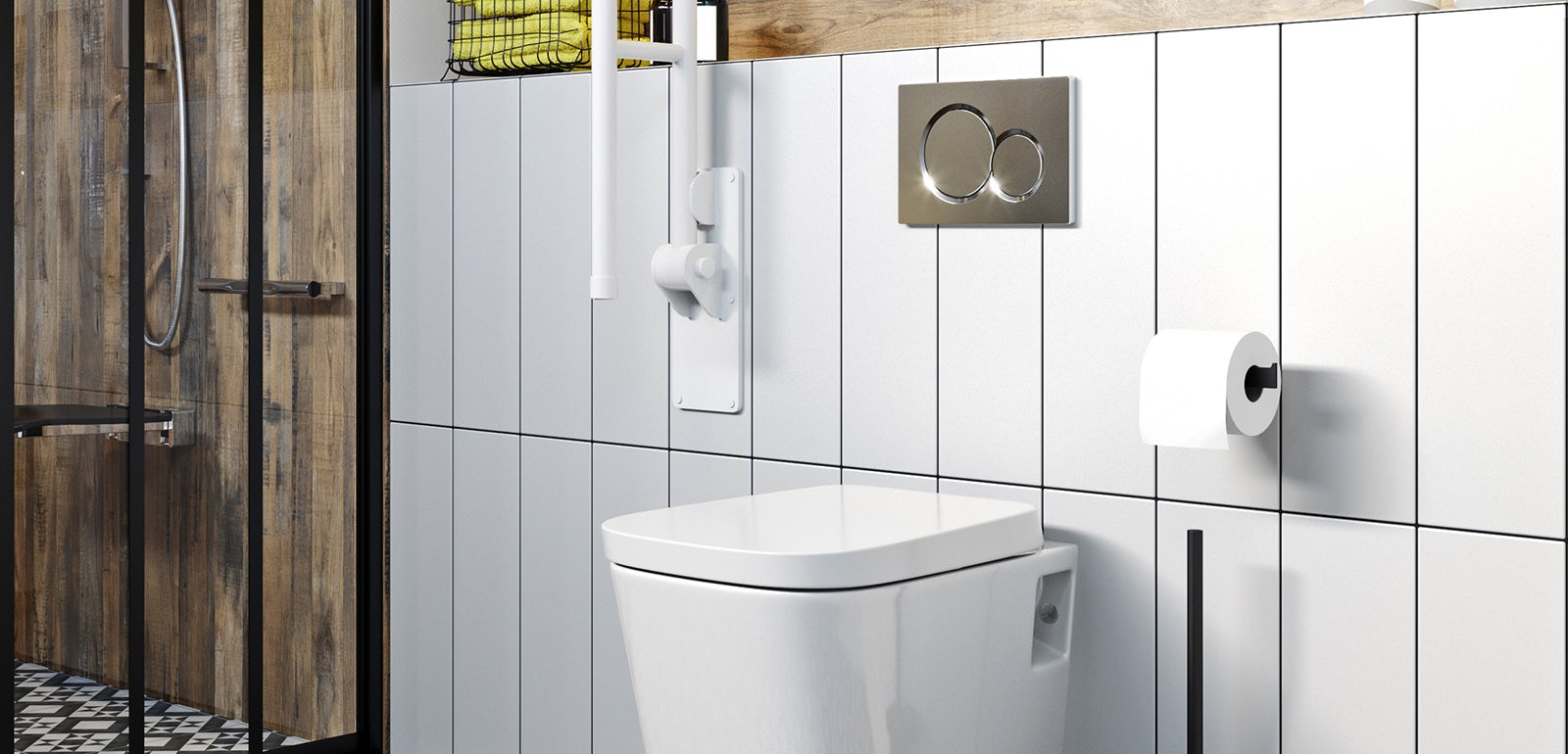 Concealed Cistern Universal WC Back to Wall Floor Standing EcoSpa® Stylish Chrome Flush Plate & Button 