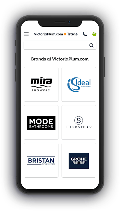 Victoriaplum.com brands page shown on a mobile phone
