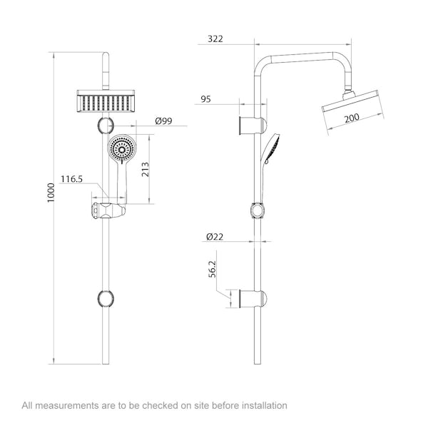 Clarity square head shower riser kit | VictoriaPlum.com