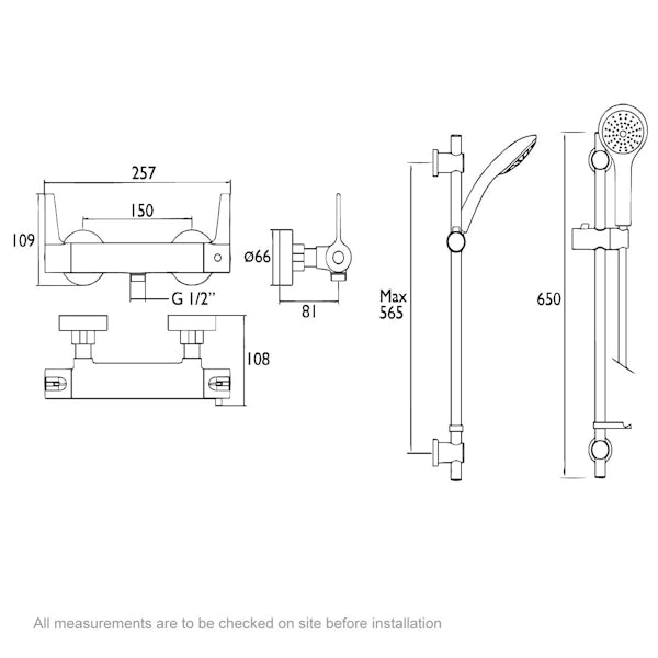 The Bristan Design Utility thermostatic bar shower valve with slider ...