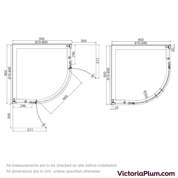 Mode Cooper premium 8mm easy clean quadrant shower enclosure 900 x 900 ...