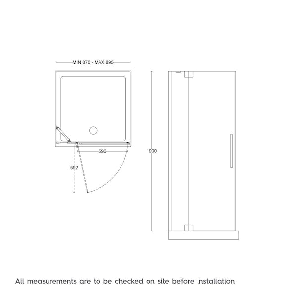 8mm Frameless Hinged Shower Door 900 LH Special Offer | VictoriaPlum.com