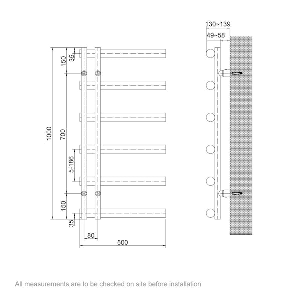 The Heating Co. Belo heated towel rail 1000 x 500 | VictoriaPlum.com