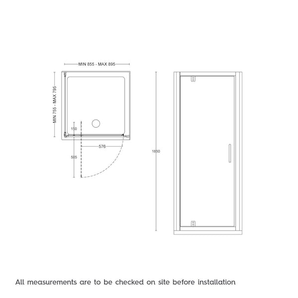 Oakley Bathroom set with 900x800 Pivot Shower Enclosure