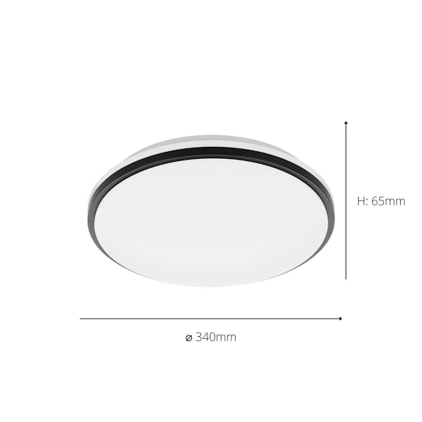 Eglo Pinetto IP44 bathroom wall and ceiling light in black ...