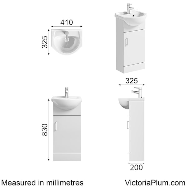 Sienna White 41 Vanity Unit Basin | VictoriaPlum.com