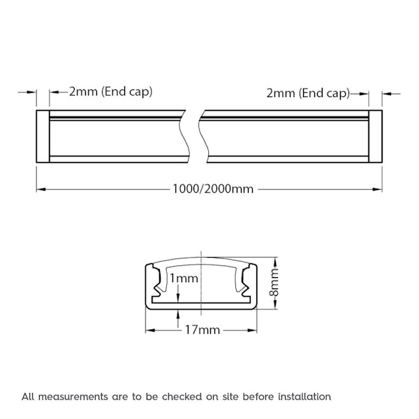 Surface mounted aluminium profile 1m | VictoriaPlum.com