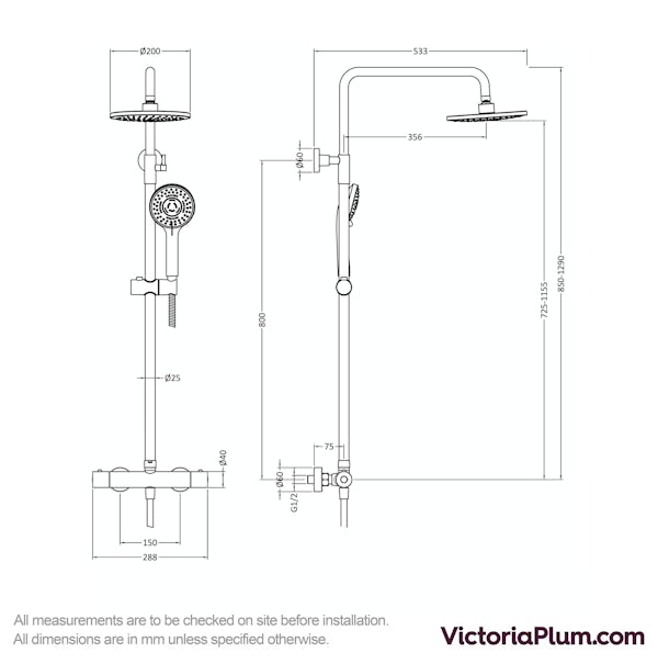 Round Thermostatic bar shower in brushed brass | VictoriaPlum.com