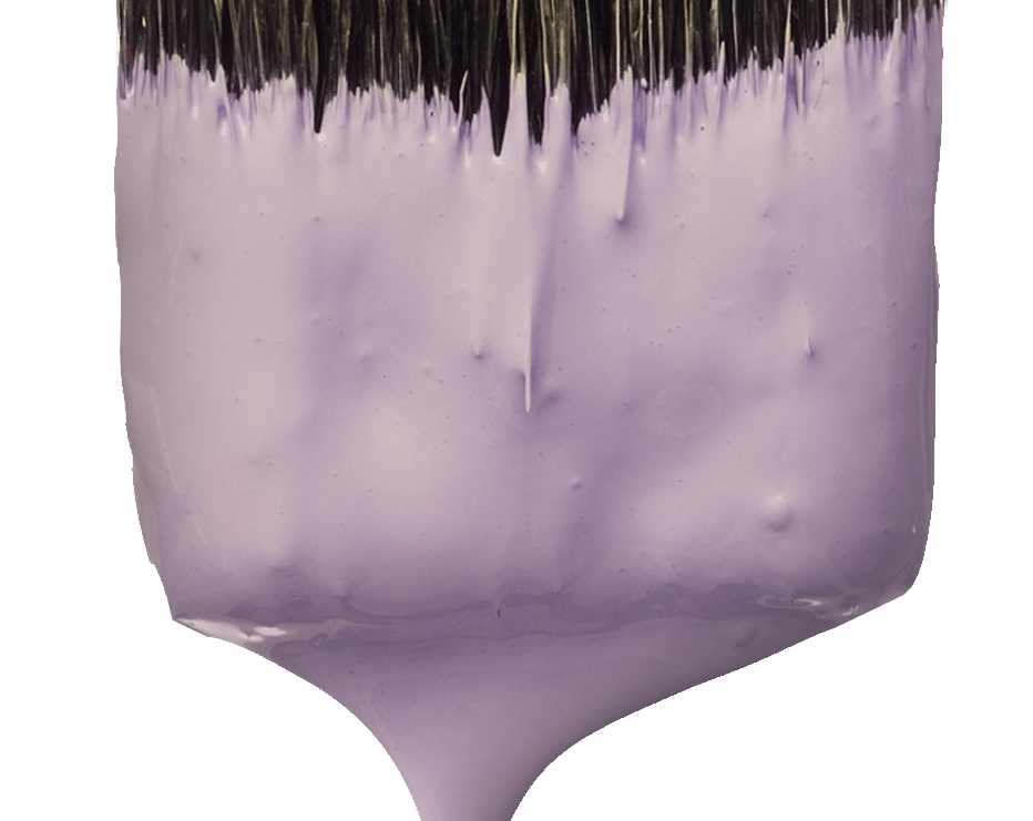 Paint brush with purple paint dripping
