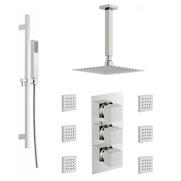 Cubik Complete Thermostatic Ceiling Shower Set