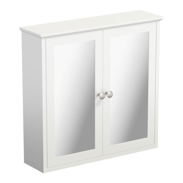 Camberley White Mirror Cabinet 598 X 620mm, Camberley 2 Sliding Door Mirrored Wardrobe White