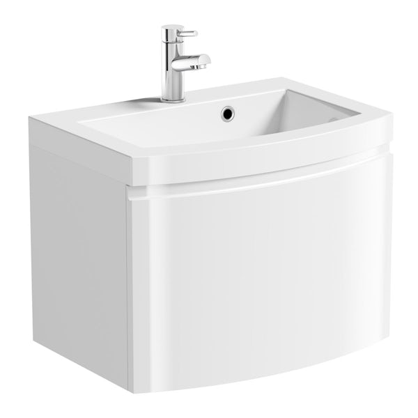Mode Harrison snow furniture package with wall hung vanity unit 600mm