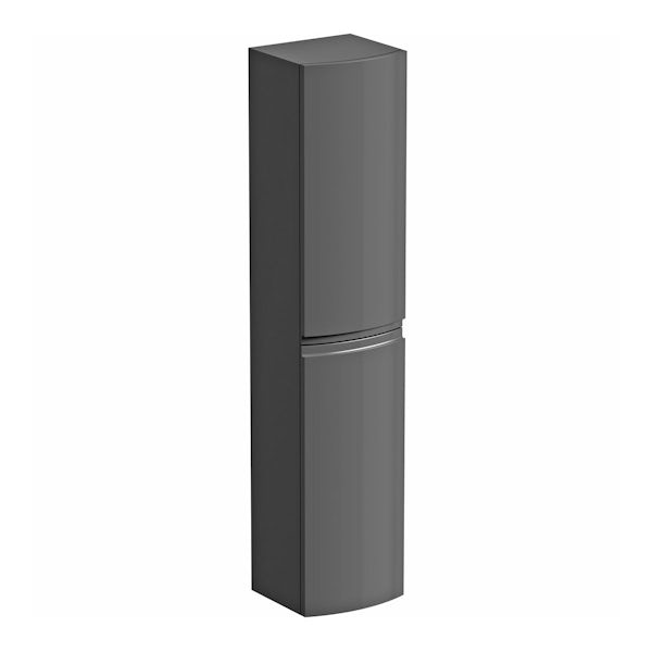 Mode Harrison slate gloss grey furniture package with floorstanding vanity drawer unit 600mm