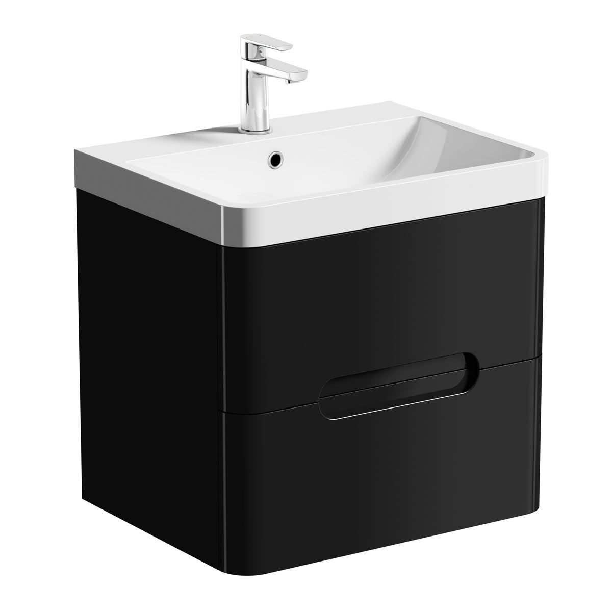 Mode Planet black wall hung vanity drawer unit and basin ...