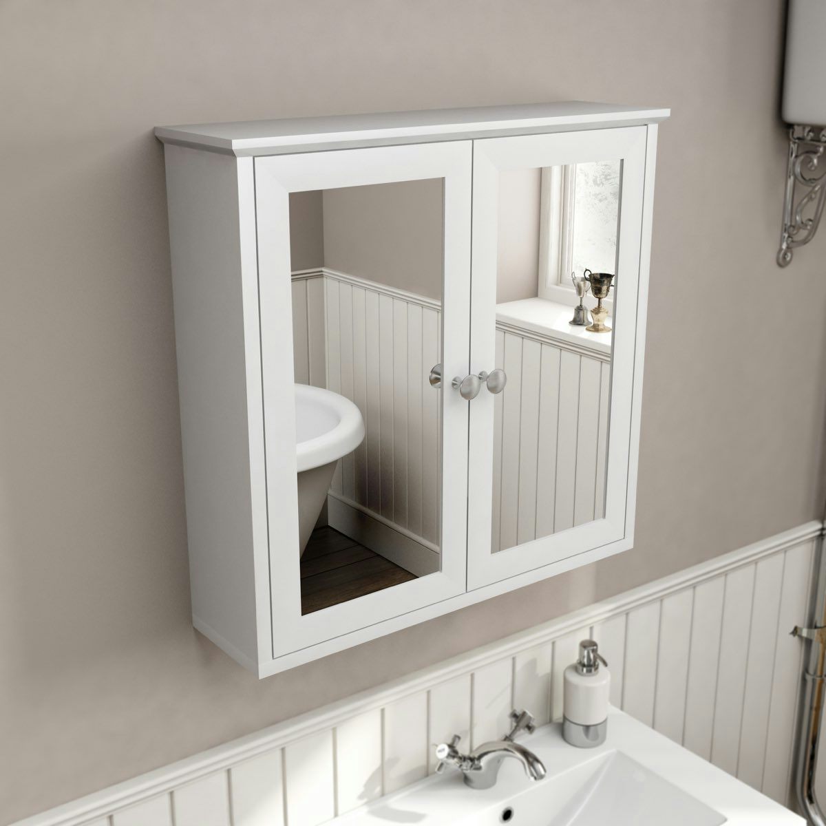 Traditional bathroom outlet mirror cabinet