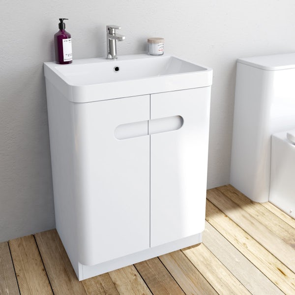 Mode Ellis close coupled toilet and white vanity unit suite 600mm