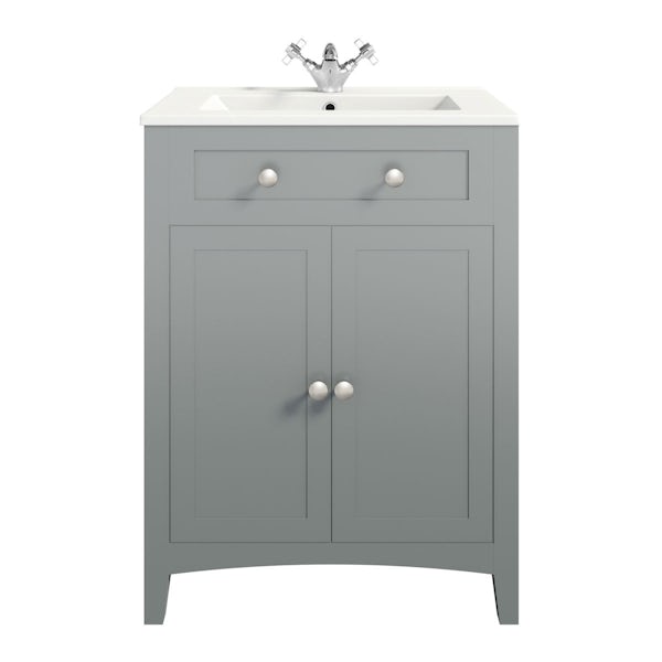 The Bath Co. Camberley satin grey 600mm vanity unit with basin and waste