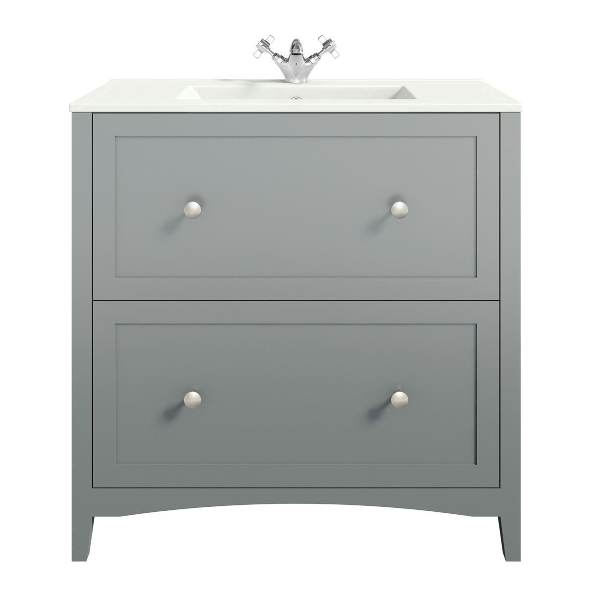 The Bath Co Camberley Satin Grey Floorstanding Vanity Unit And