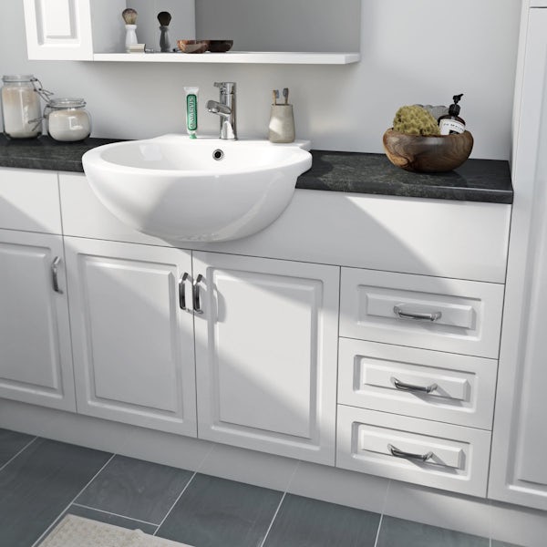 Florence Large Corner Pack with Storage Unit and White Worktop