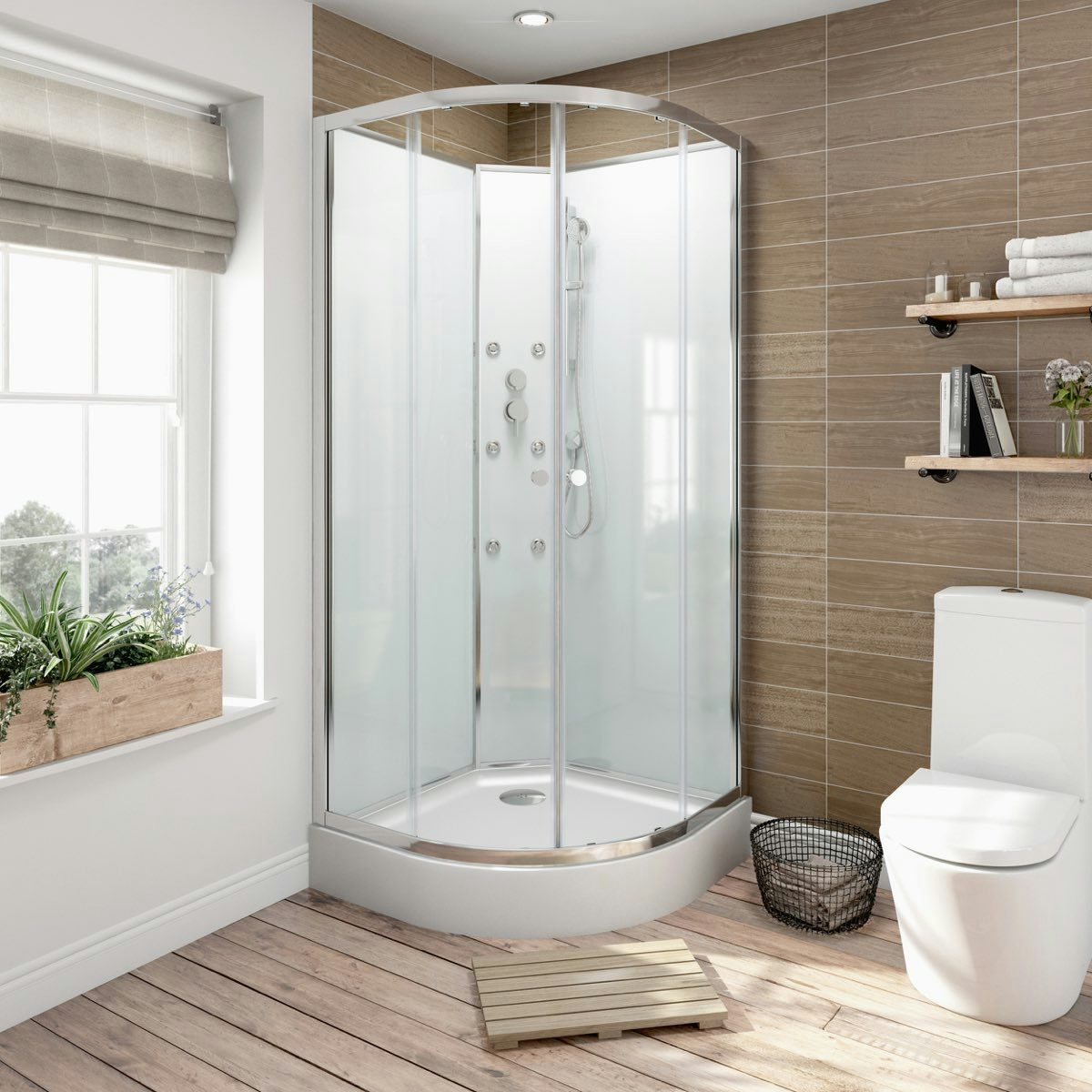 5mm Quadrant Glass Backed Shower Cabin 900 | VictoriaPlum.com