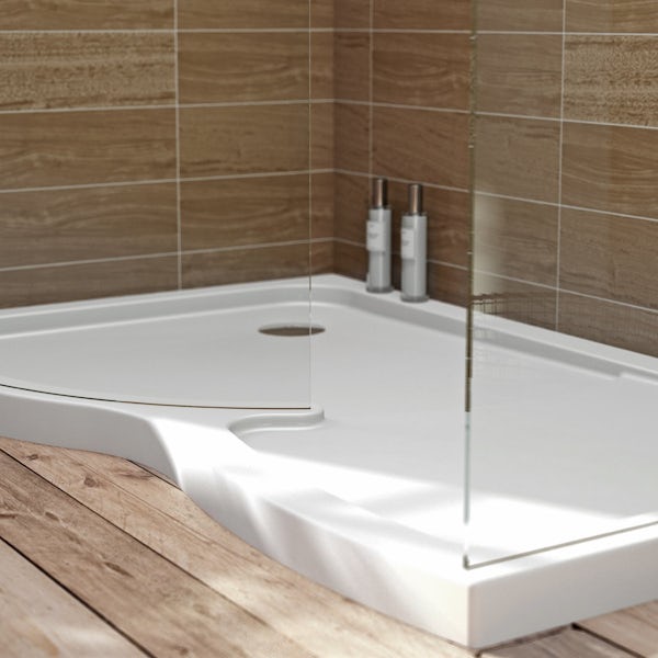 V6 Curved Walk In Shower Enclosure & Tray Pack 1400 x 900 LH
