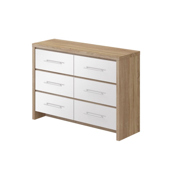 Get into the Grove 3+3 Drawer Chest in Oak/White