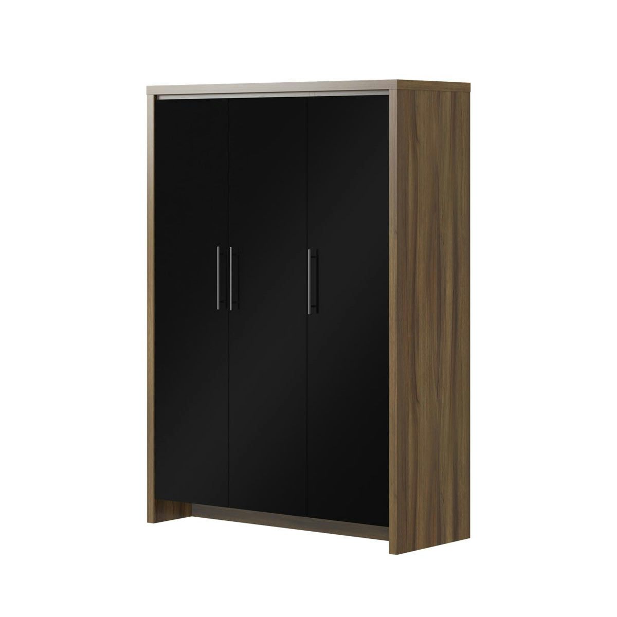 Mfi London Walnut And Black Gloss 3 Door Wardrobe Victoriaplum Com