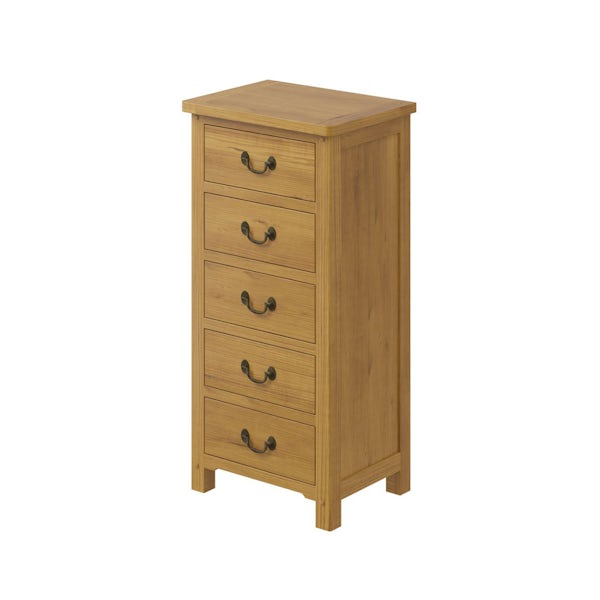 Rome Reclaimed Pine 5 Drawer Tall Chest with Vanity Mirror in Reclaimed Pine