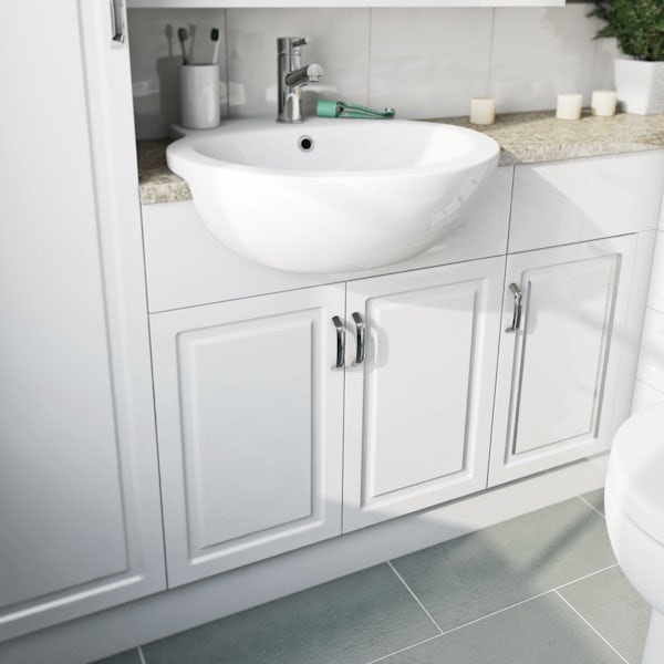 Florence Straight Ensuite Pack with Drawer Unit and Beige Worktop