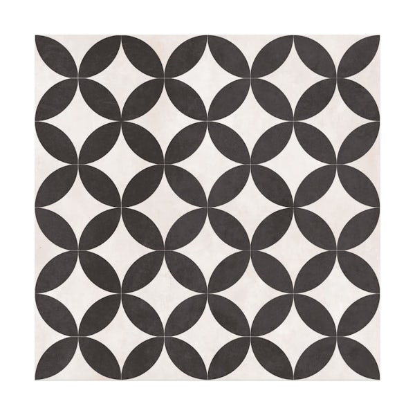 British Ceramic Tile circle feature black matt tile 331mm x 331mm
