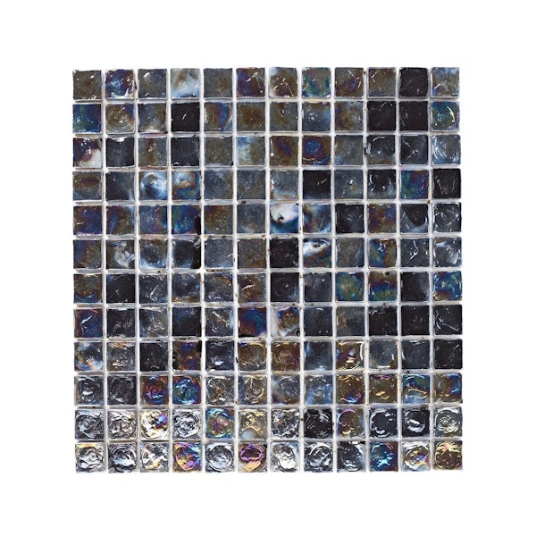 British Ceramic Tile Mosaic iridescent black gloss tile 305mm x 305mm - 1 sheet