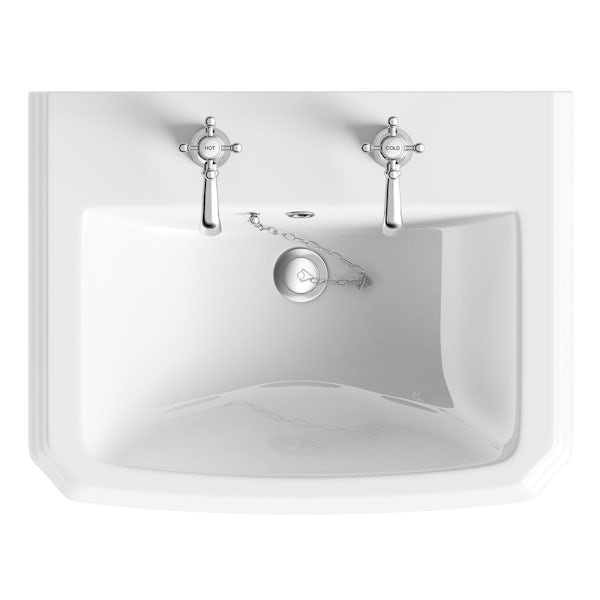 Dulwich 2 tap hole full pedestal basin 600mm with waste