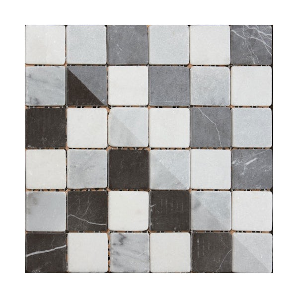 British Ceramic Tile Mosaic pebble grey gloss tile 302mm x 302mm - 1 sheet