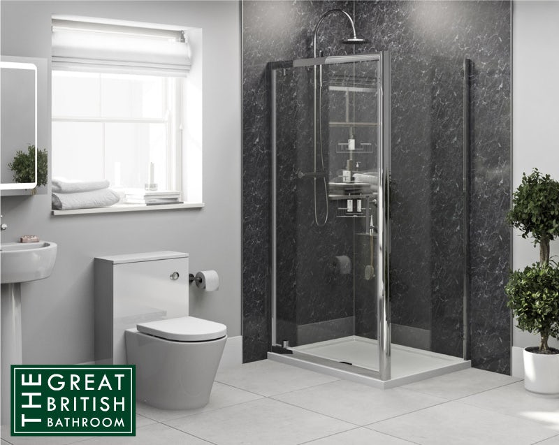 Orchard Black Marble shower wall panel 2400 x 1000