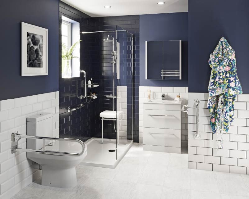 Blue accessible bathroom ideas