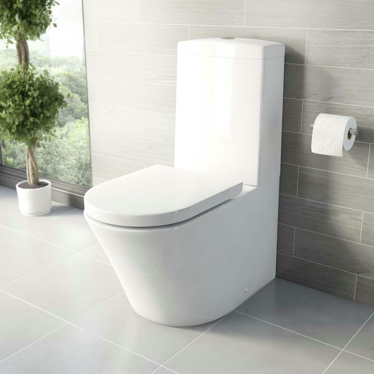 Tate close coupled toilet with luxury soft close toilet seat