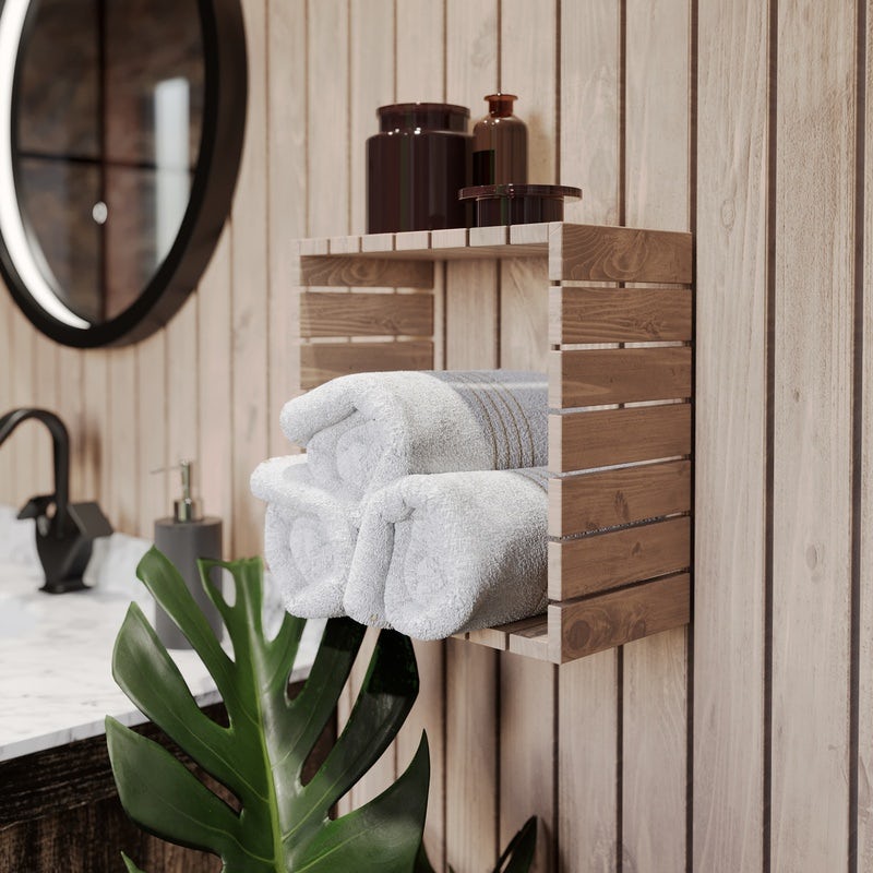 Handmade towel holder and shelf