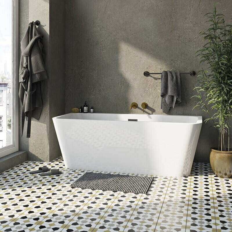 Mode Carter back to wall square bath with wall mounted bath tap 1700 x 740