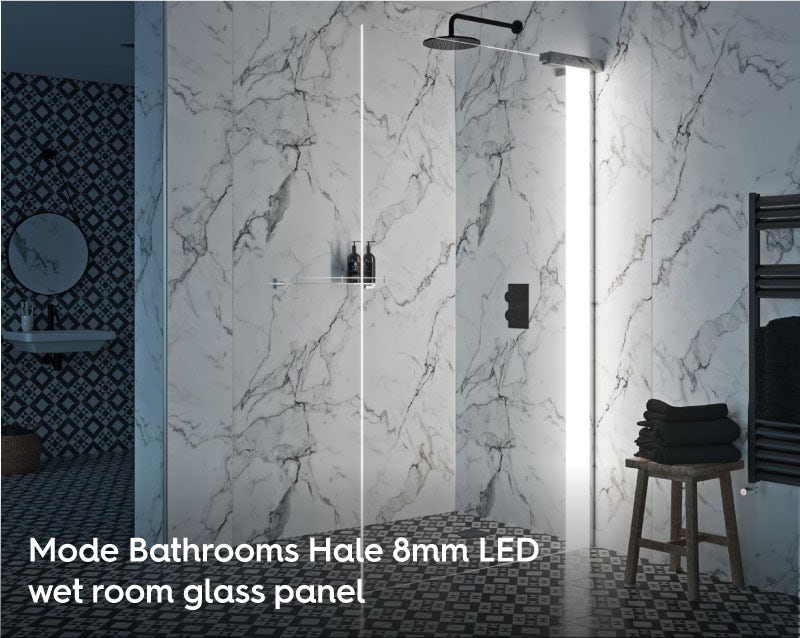 Mode Hale 8mm LED wet room glass panel