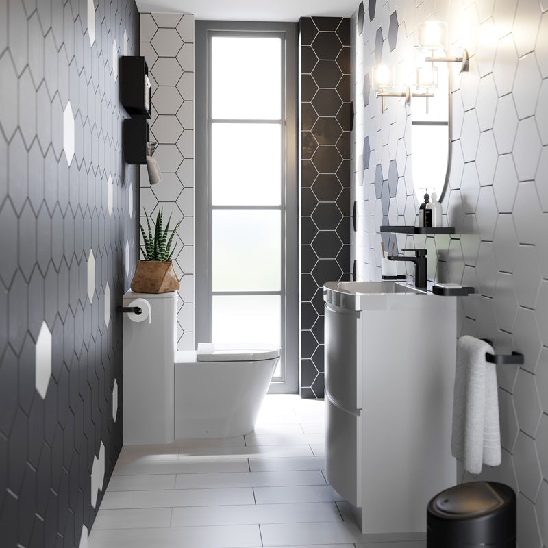 Get the Look: Be Bold with Maximum Monochrome ideas for a small bathroom