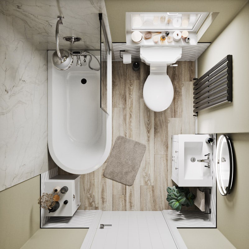 A typical UK bathroom layout
