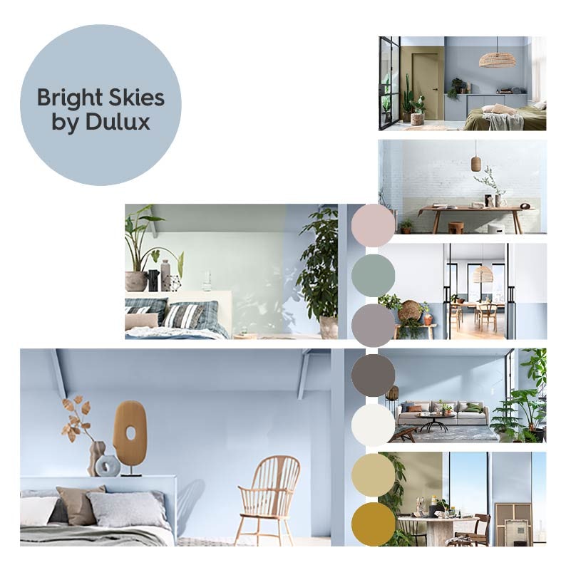 Dulux colour of the year 2022: Bright Skies mood board