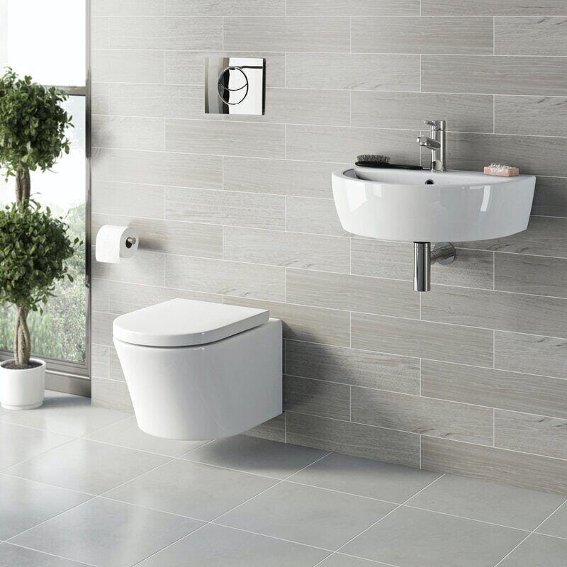Mode Tate cloakroom suite with contemporary wall hung basin 550mm