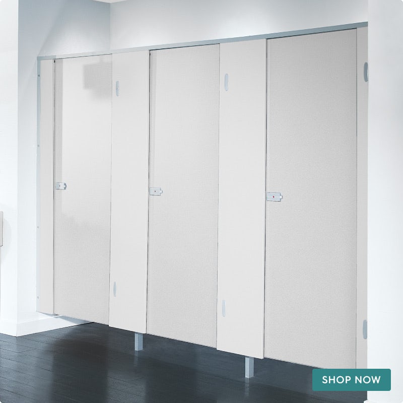 Pendle white toilet cubicle door pack with white pilasters