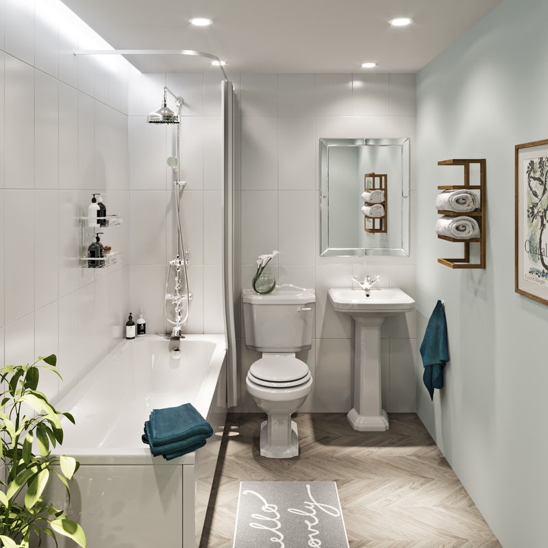 A small bathroom with neutral colour palette