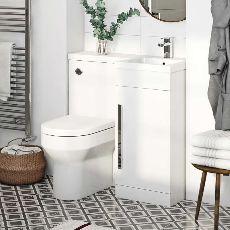Myspace White right handed unit with contemporary back to wall toilet